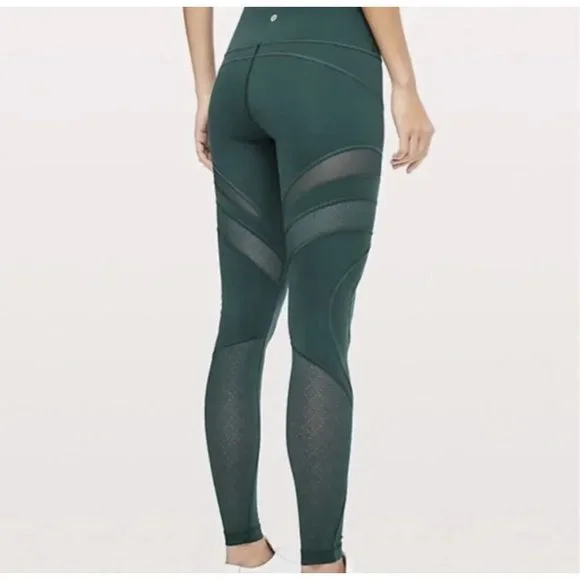 Lululemon Wunder Under HR Tight *MESH Design Luxtreme RYEM Green LW5BGXS  Size 6